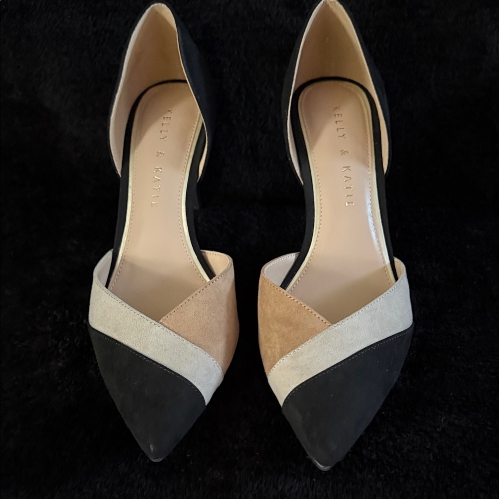 Kelly & Katie Black, Tan, and Cream Flats